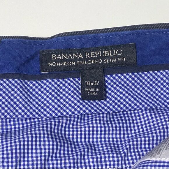 Banana Republic Non-Iron Tailored Slim Fit Charcoal Gray Pants Men's Size 31x32 - Picture 10 of 13